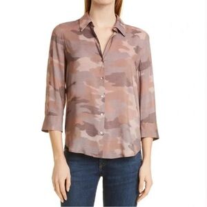 L'AGENCE Camille Nude Dusty Pink Camo Blouse Button-Up XL ret. $275